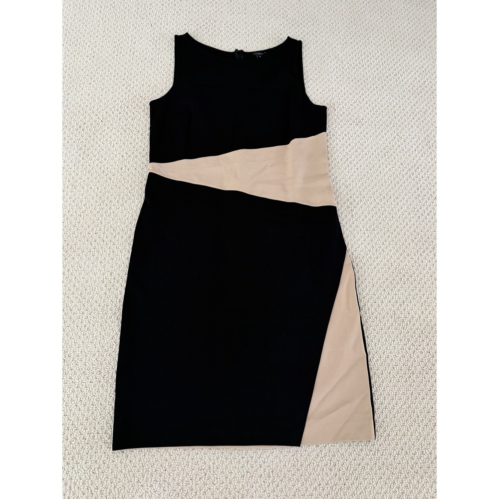 Ann Taylor Black and Beige Colorblock Sheath Dress